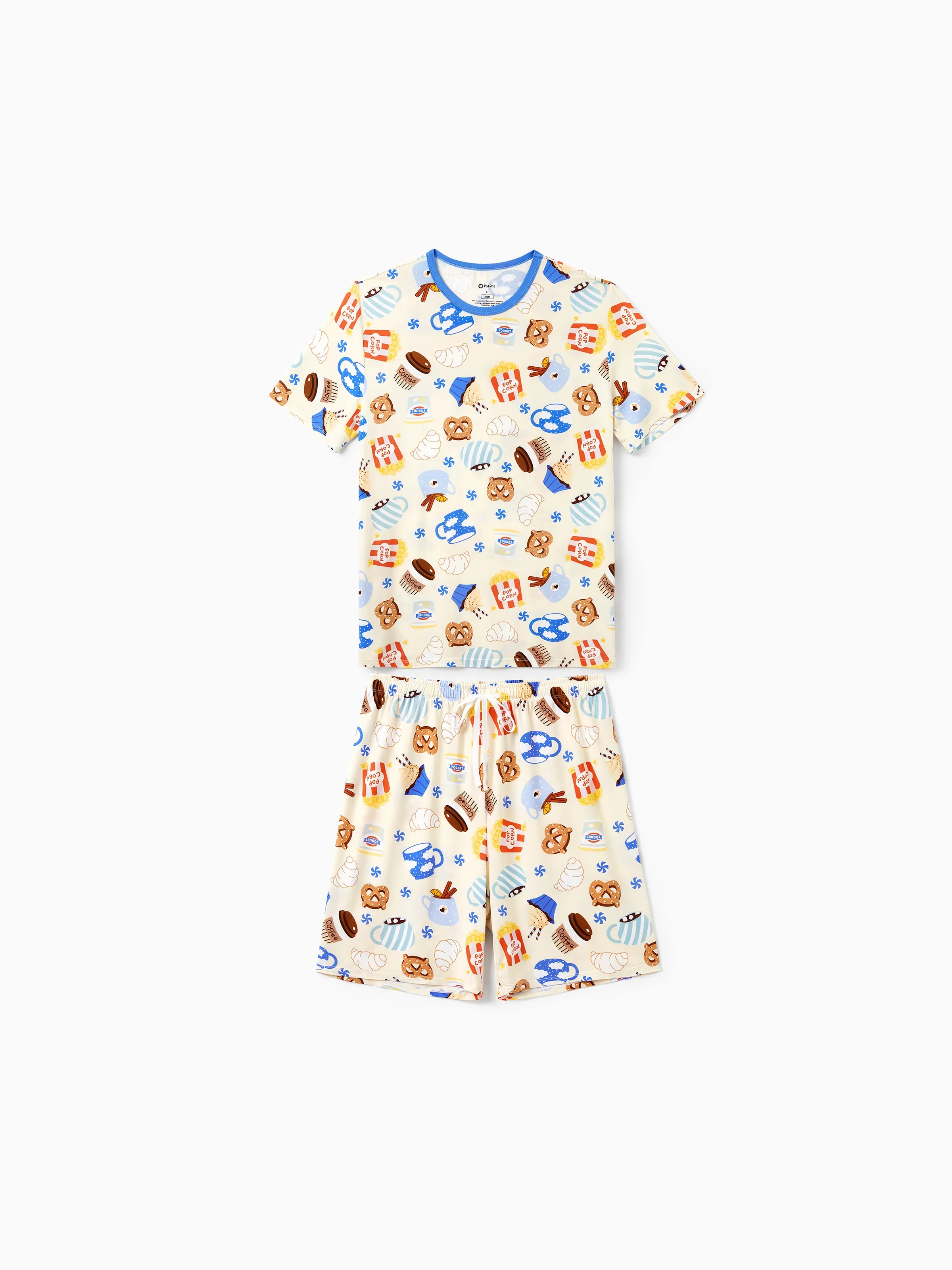Family Matching Bamboo Pajamas Buttery Soft Bamboo Viscose PJs for Men Women Kids Toddler Baby, Cozy Dessert Print Short-sleeve Sleepwear Blue