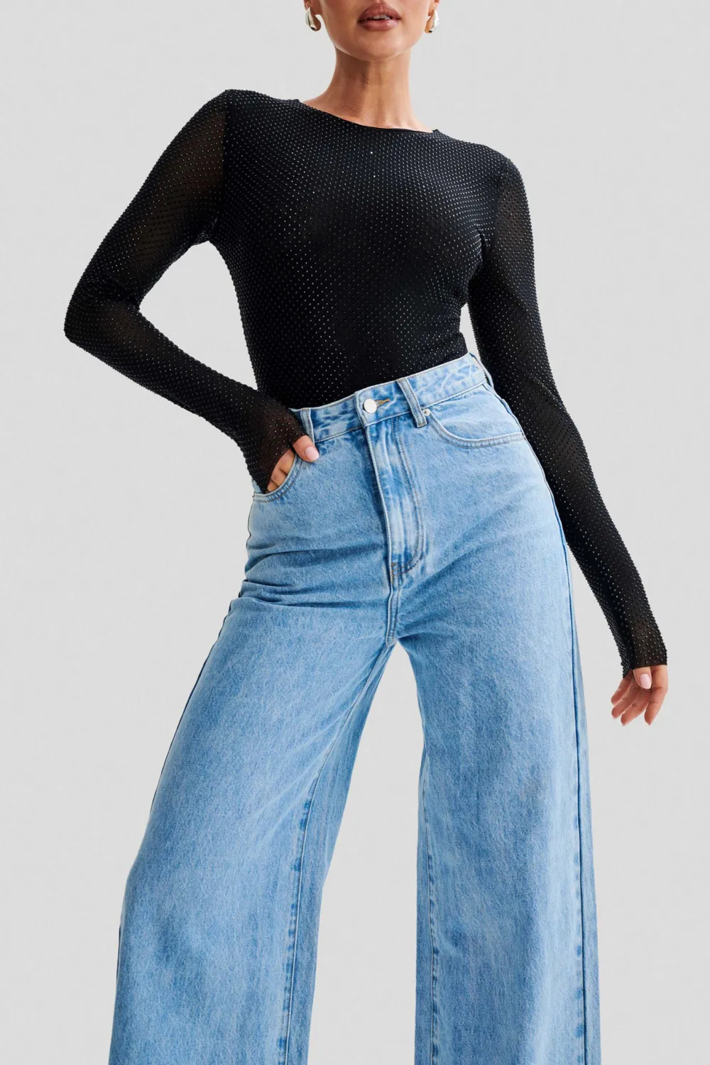 Long Sleeve Diamante Bodysuit