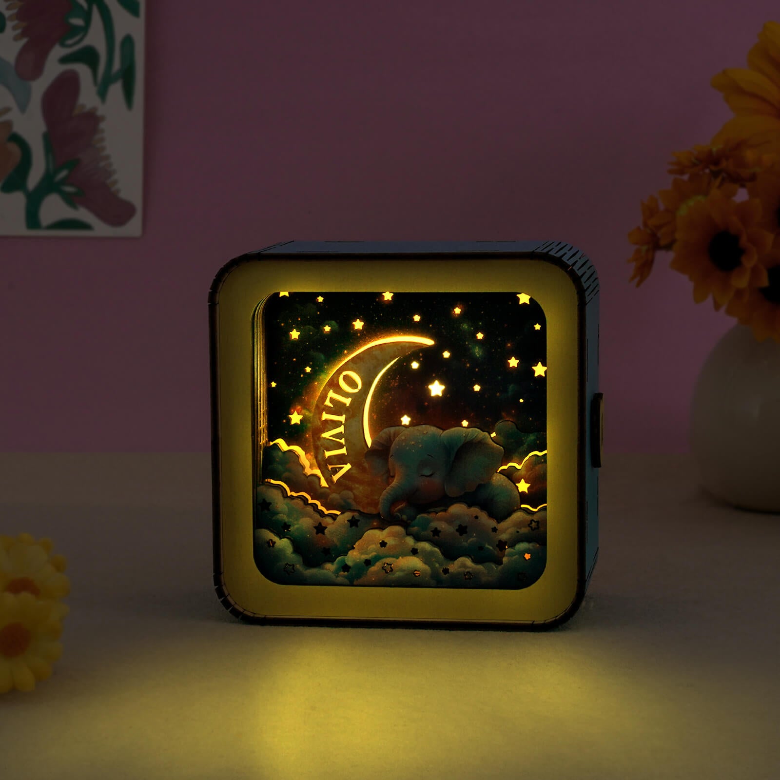 Dream Elephant 1 Kit - Personalized 3D Wooden Puzzle Night Light