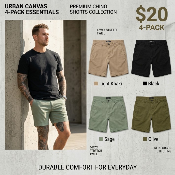 Premium Men’s Chino Comfort Shorts - Versatile Daily Wear