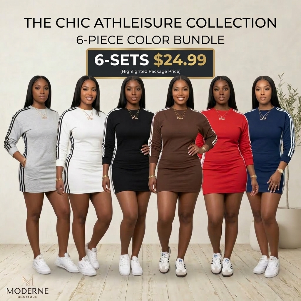 Women's Sporty Fitted Short Dress Set, Sportswear Set