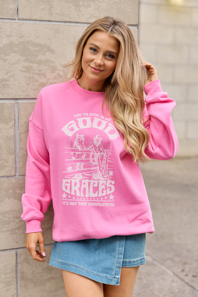 Good Graces Pink Graphic Sweatshirt
