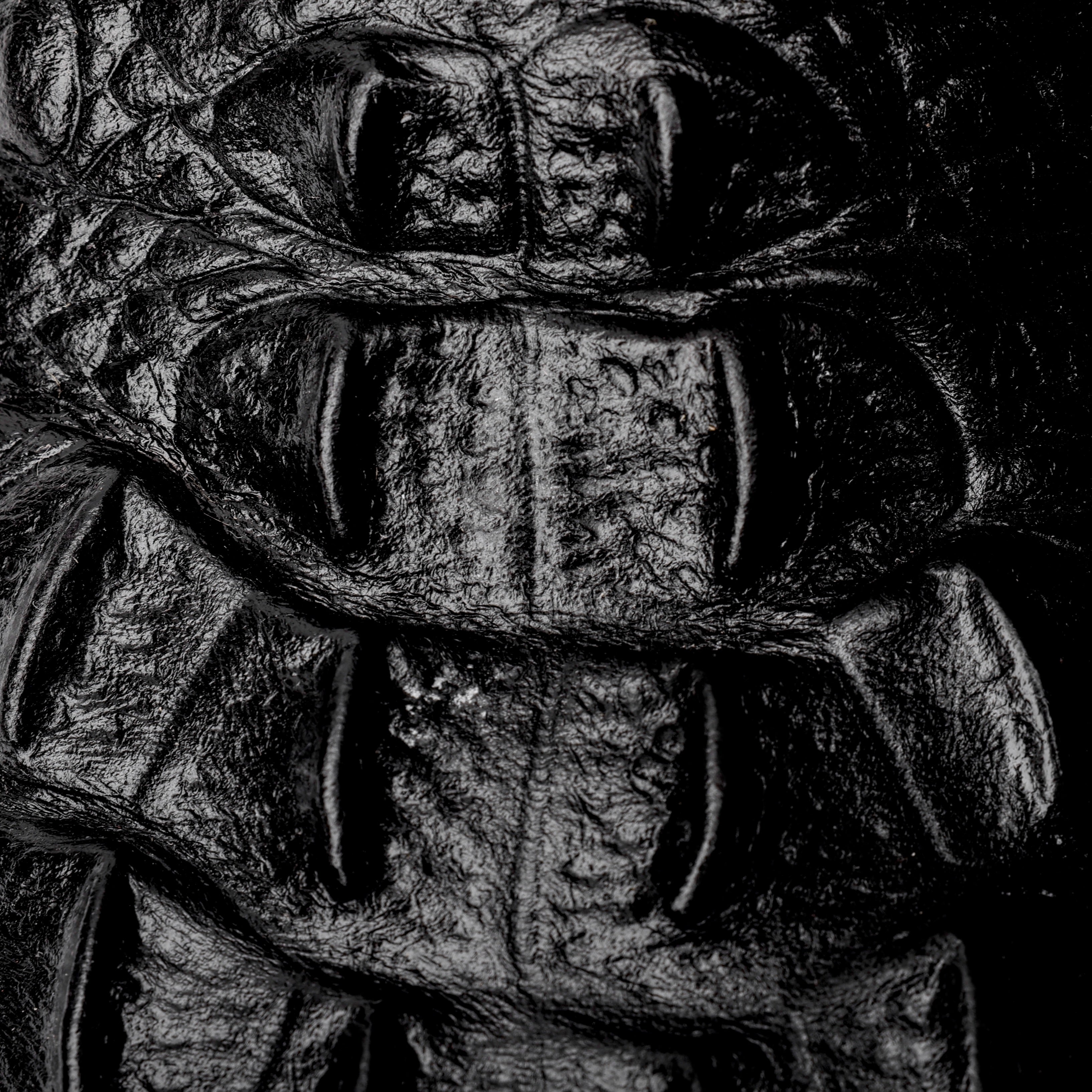 TOTAL BLACK Caiman Neck Leather Boots - Square Toe