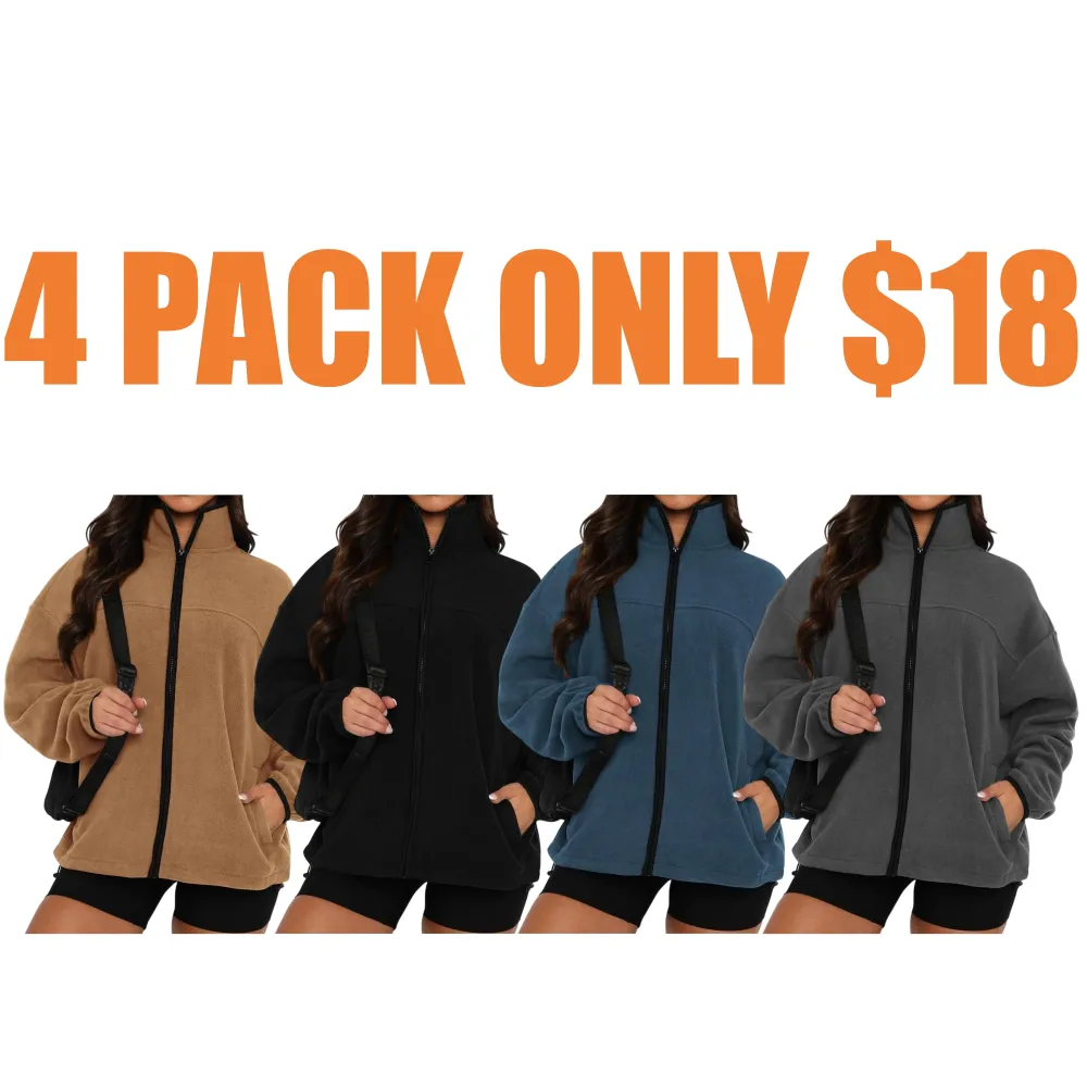 Women's Zip Up Baggy Basic Fleece Jacket