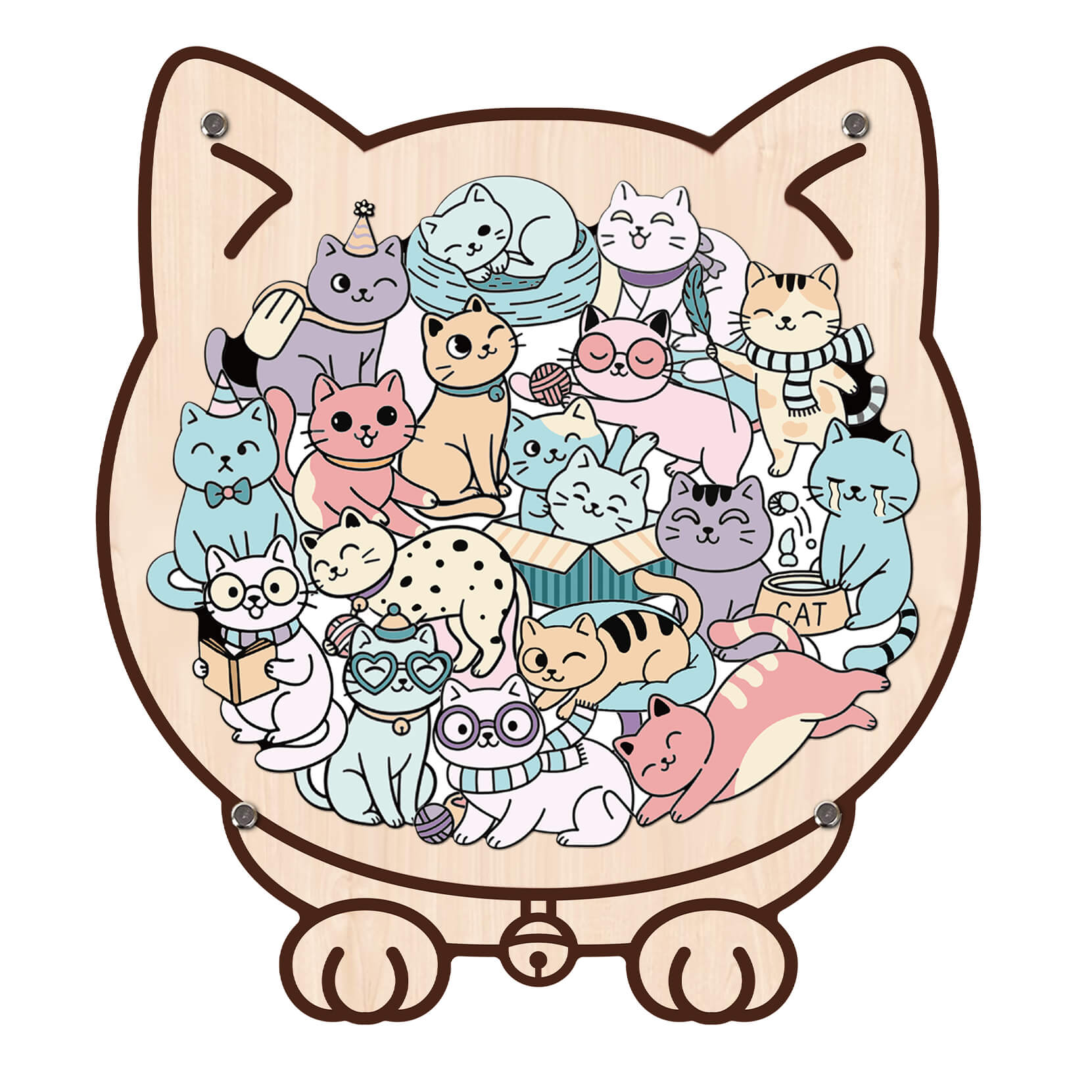 Cute Cat Shaped Wooden Puzzle for Baby