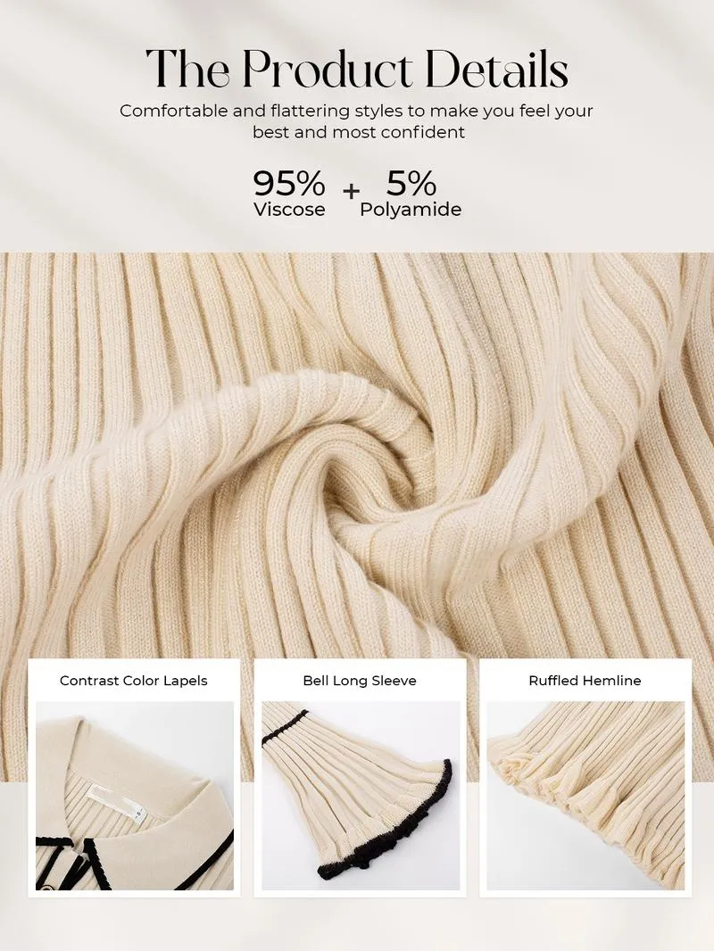 Women Ribbed Sweater Dress Long Sleeve