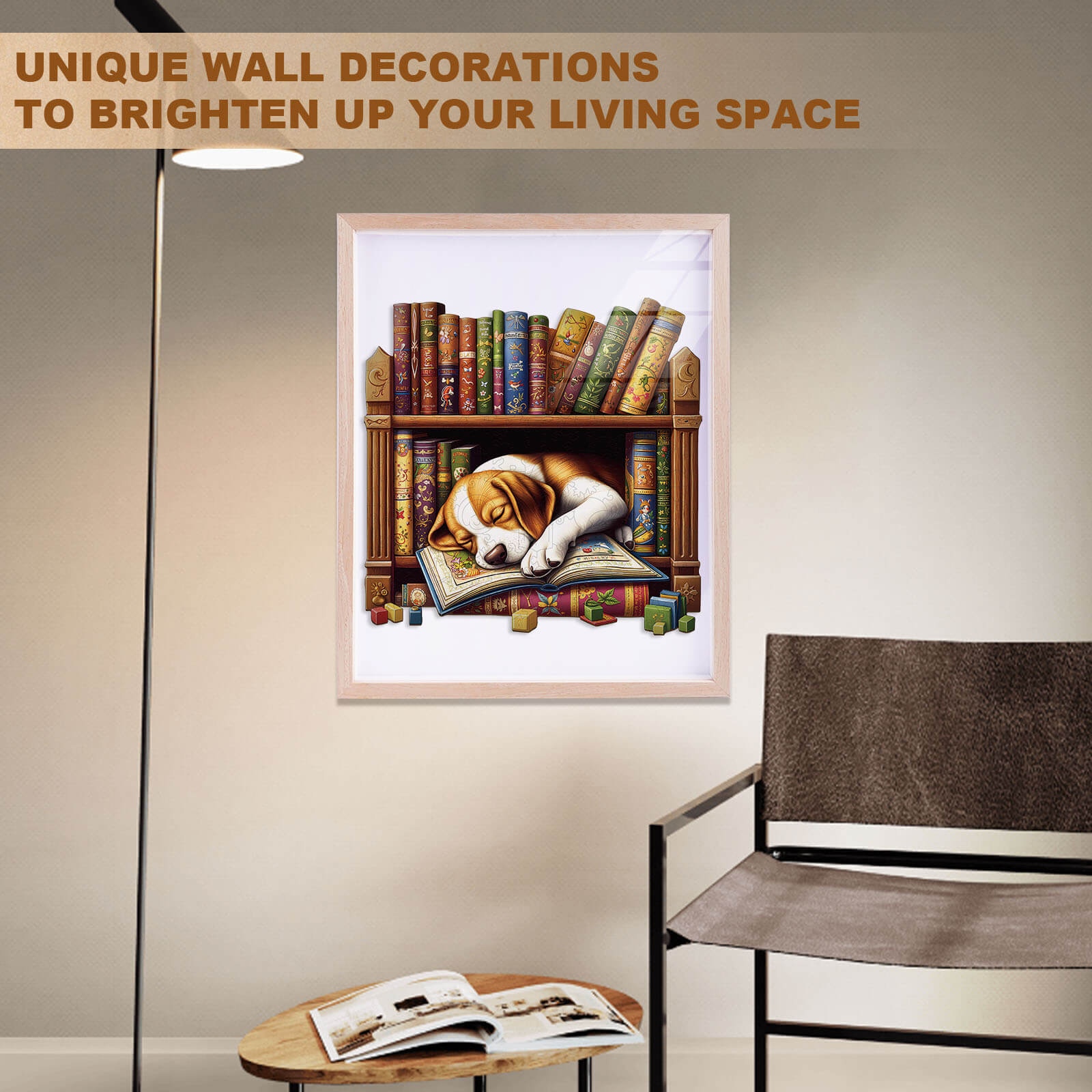 Sleep Library-Dog Wooden Jigsaw Puzzle