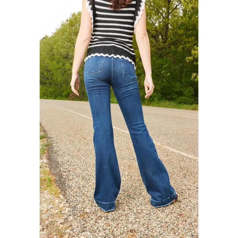 Mid-Rise Tummy Control Flare Denim Fit Jean Womenswear Bottom