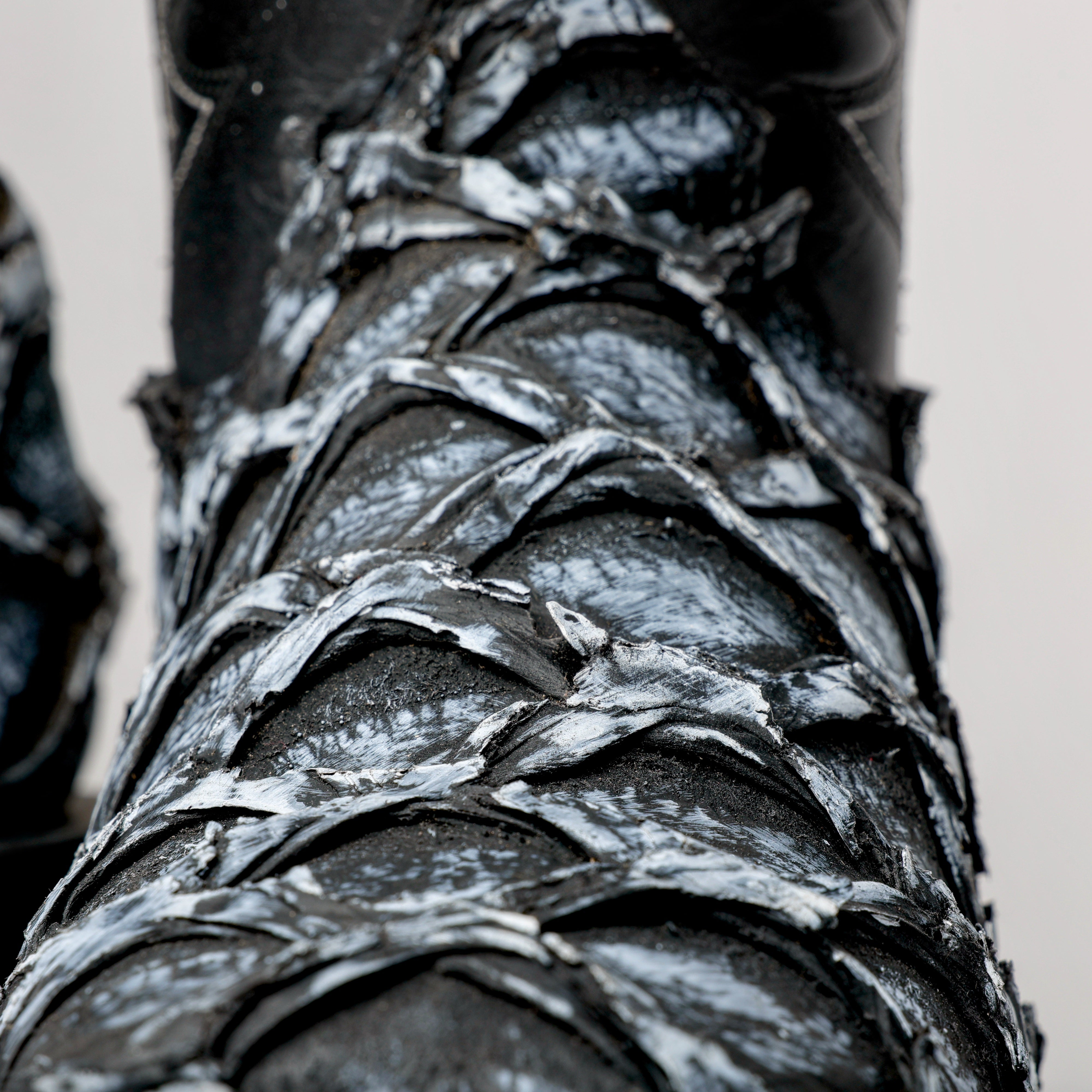 Rustic Grey Jumbo Pirarucu Leather Boots - Square Toe