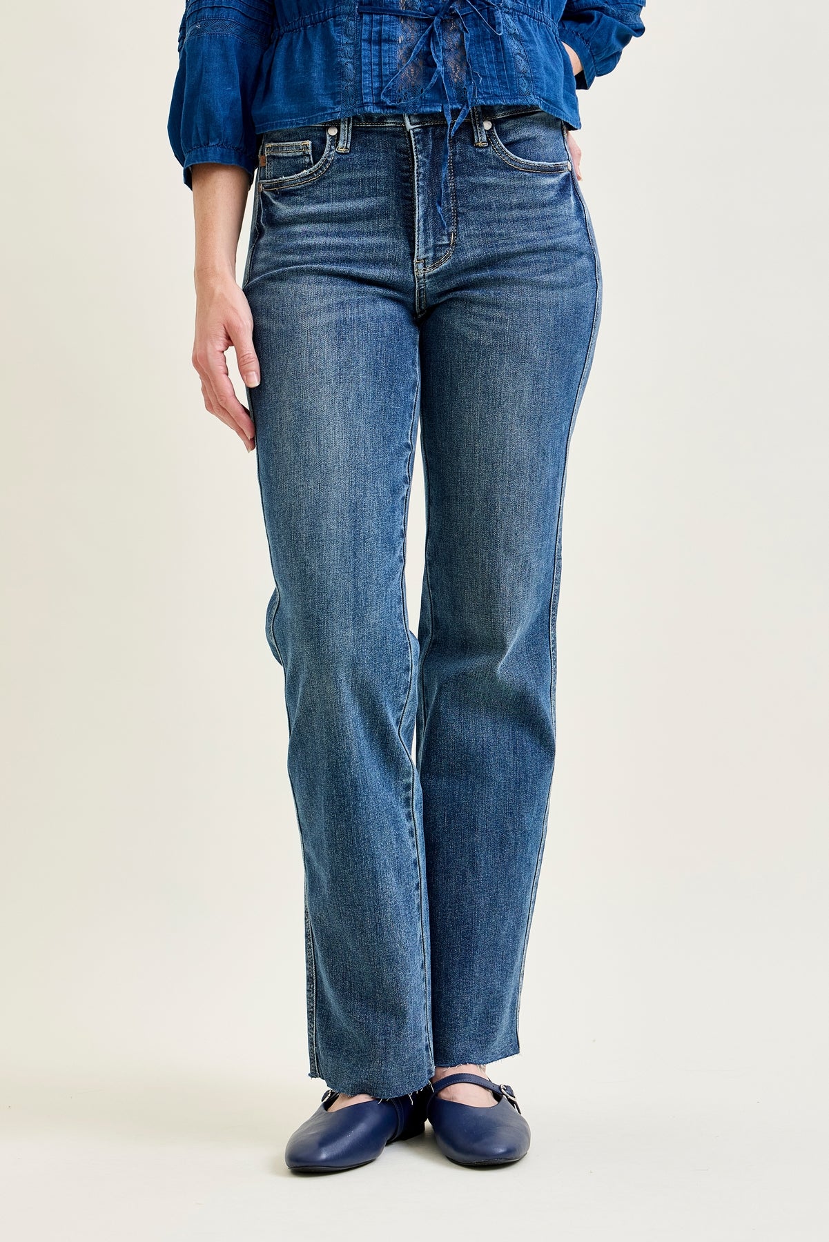 Alyson Mid Rise Tummy Control Vintage Straight Jeans