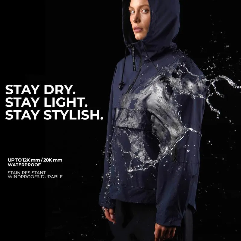 Woman Waterproof Oversized Fall Hoodie Coat Warm Half Zip Rain Jacket