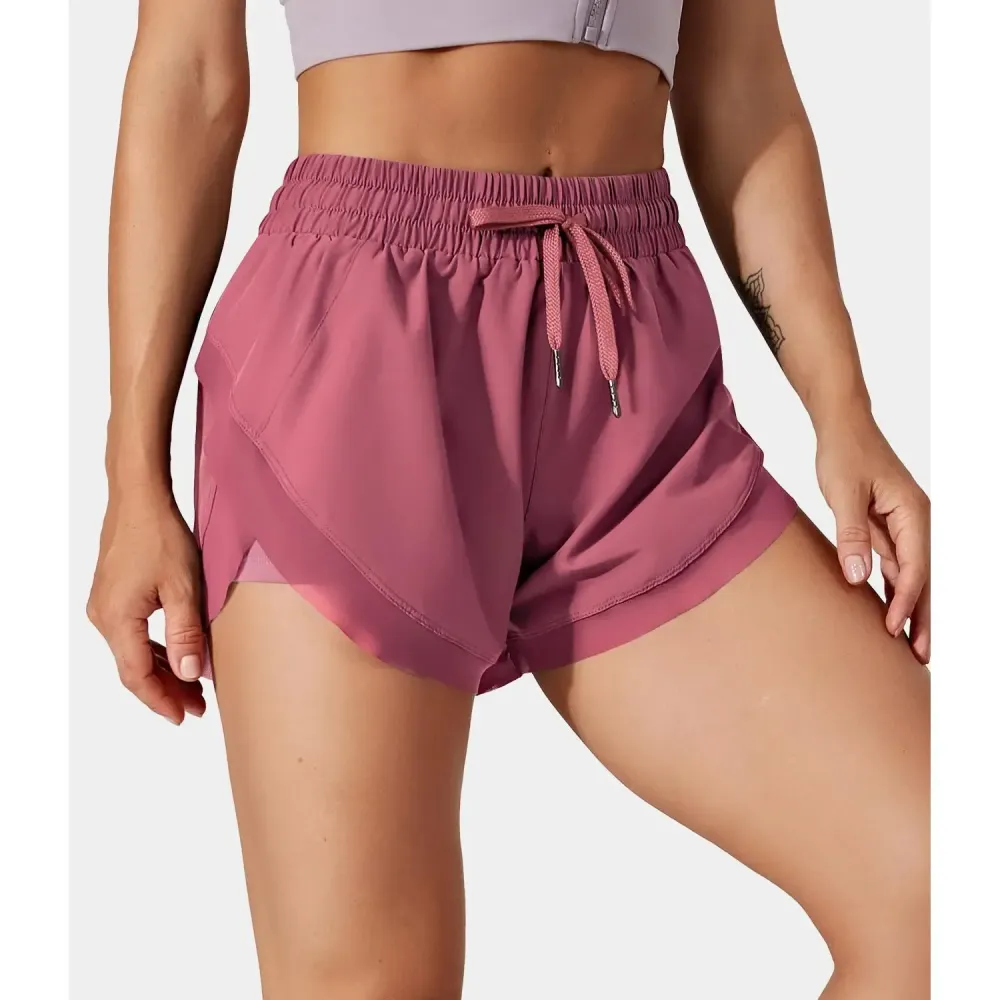 Contrast Flowy Mesh 2-in-1 Shorts