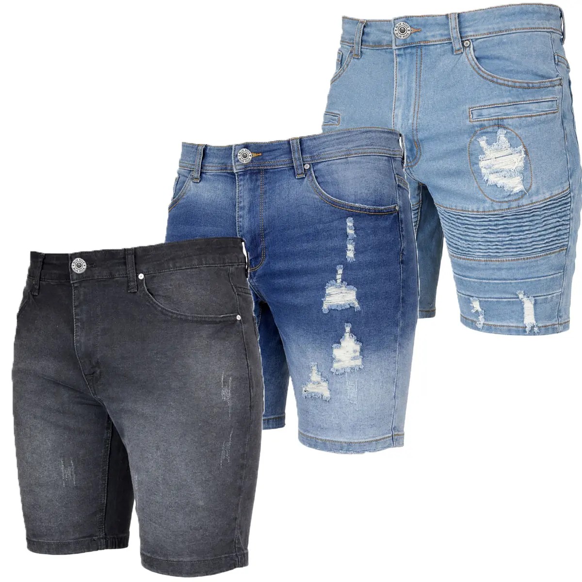Mens 3 Pack Classic Jean Shorts with Multiple Styles (30-42)