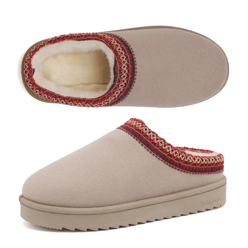 Women's Slipper Suede Leather Indoor/Outdoor Comfy Fleece Lined Short