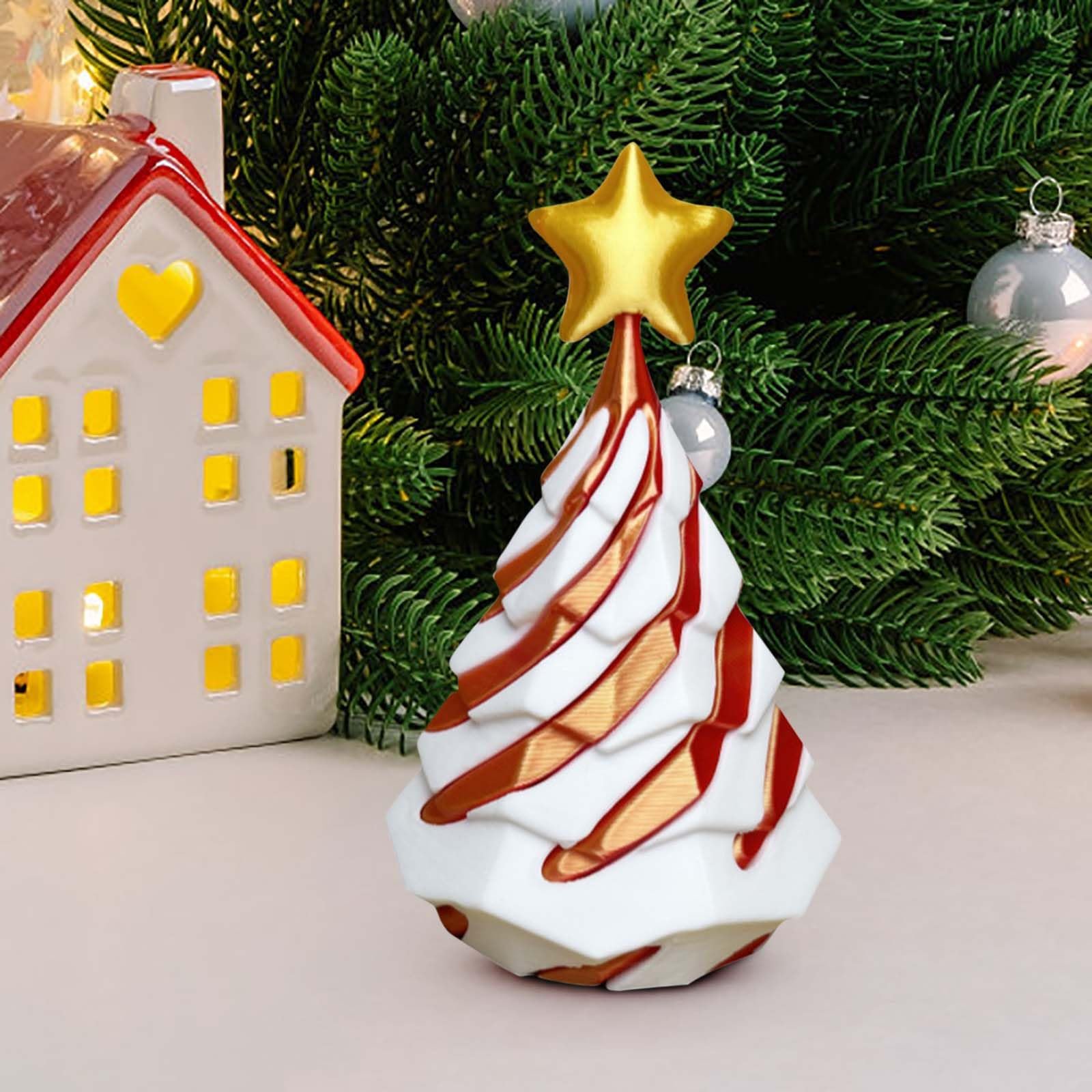 🎄 3D Printed Multicolor Christmas Tree Spiral Stacking Toy