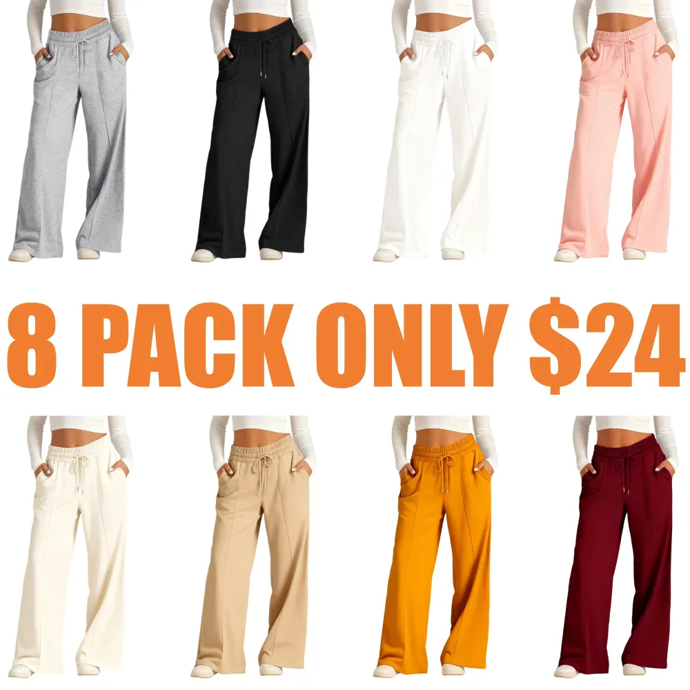 Women's Simple Design Straight Leg Drawstring Baggy Lounge Pants