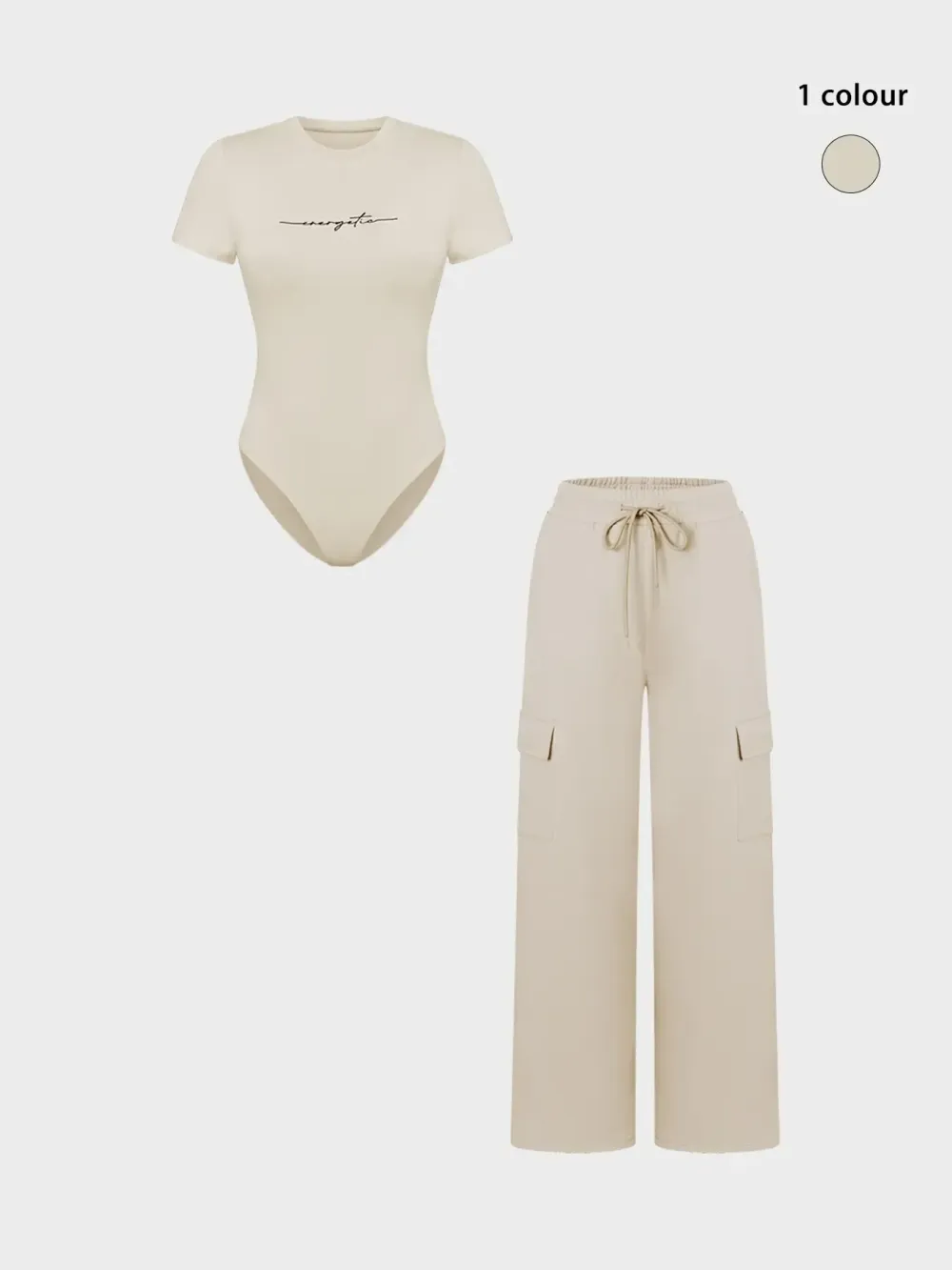 Women's Knit Letter Print Two-Piece Set, Casual Fitted Short Sleeve Jumpsuit & Long Pants, All Seasons Fashion