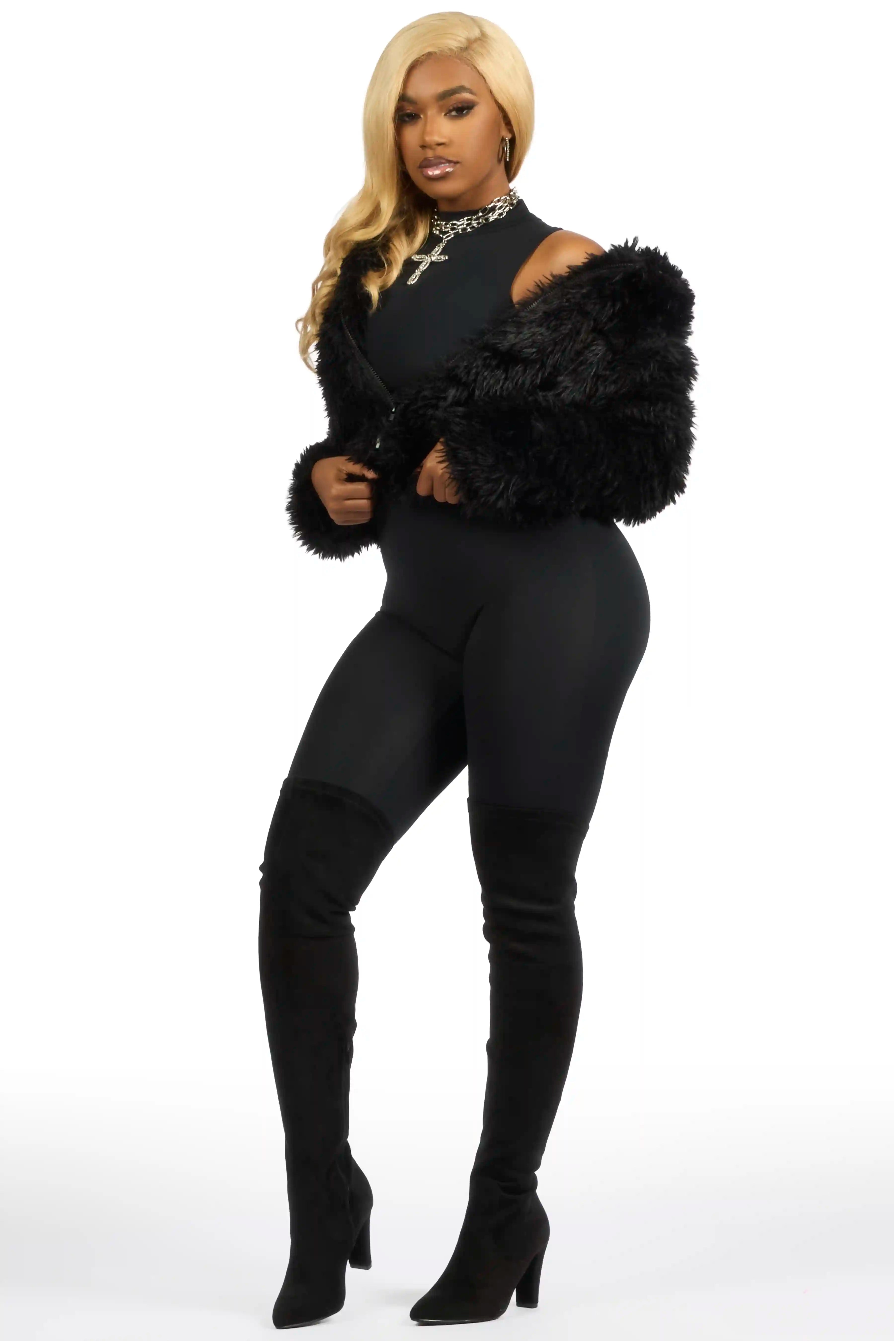 Kristin Black Fur Jacket