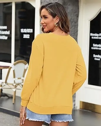 Women's Crewneck Hoodless Sweatshirt Hoodless Sweatshirt with Kangaroo Pocket Fleece Long Sleeve