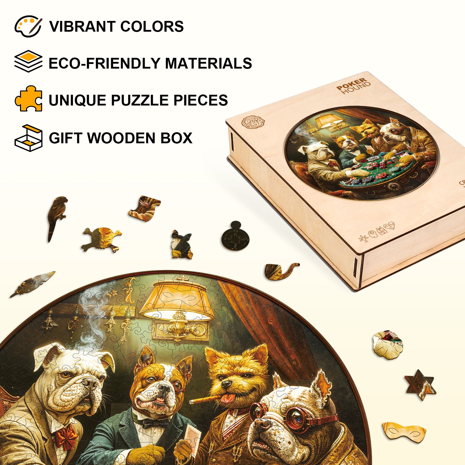 Poker Hound Wooden Jigsaw Puzzle