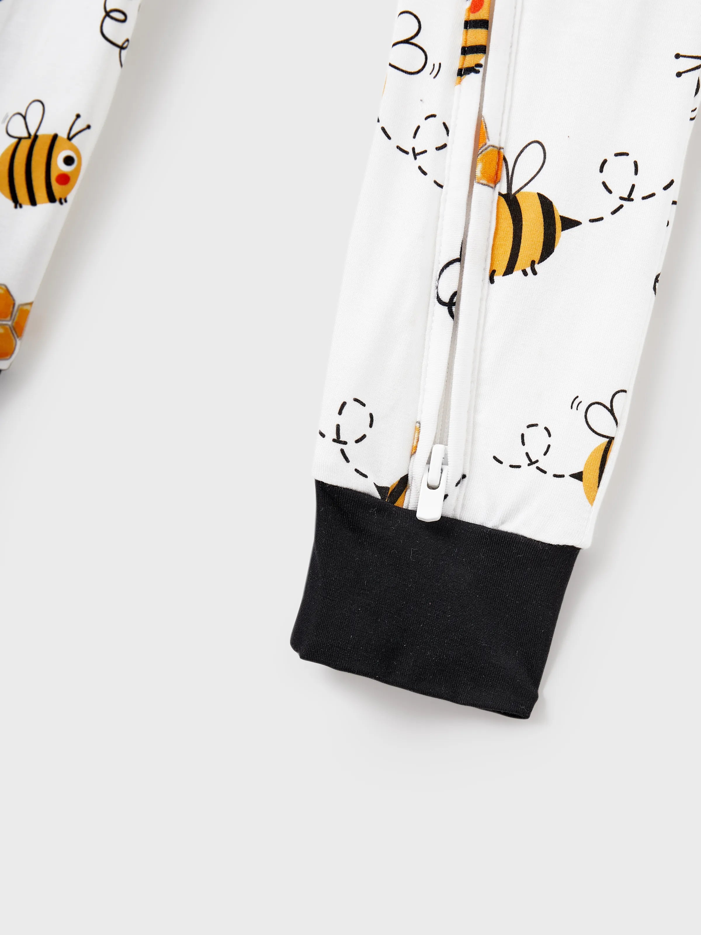 Family Matching Bamboo Pajamas Soft Bamboo Viscose PJs for Men Women Kids Toddler, Cute Bee Print Sleepwear with Short Sleeve Top and Long Pants White