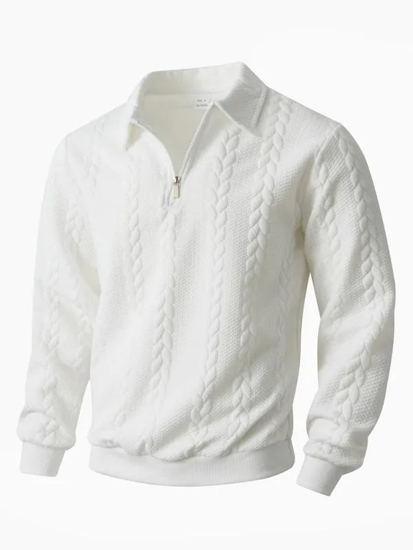 Men's Fall Winter Outfits Knitted Polo Neck Long Sleeve Sweatshirt for Daliy Wear