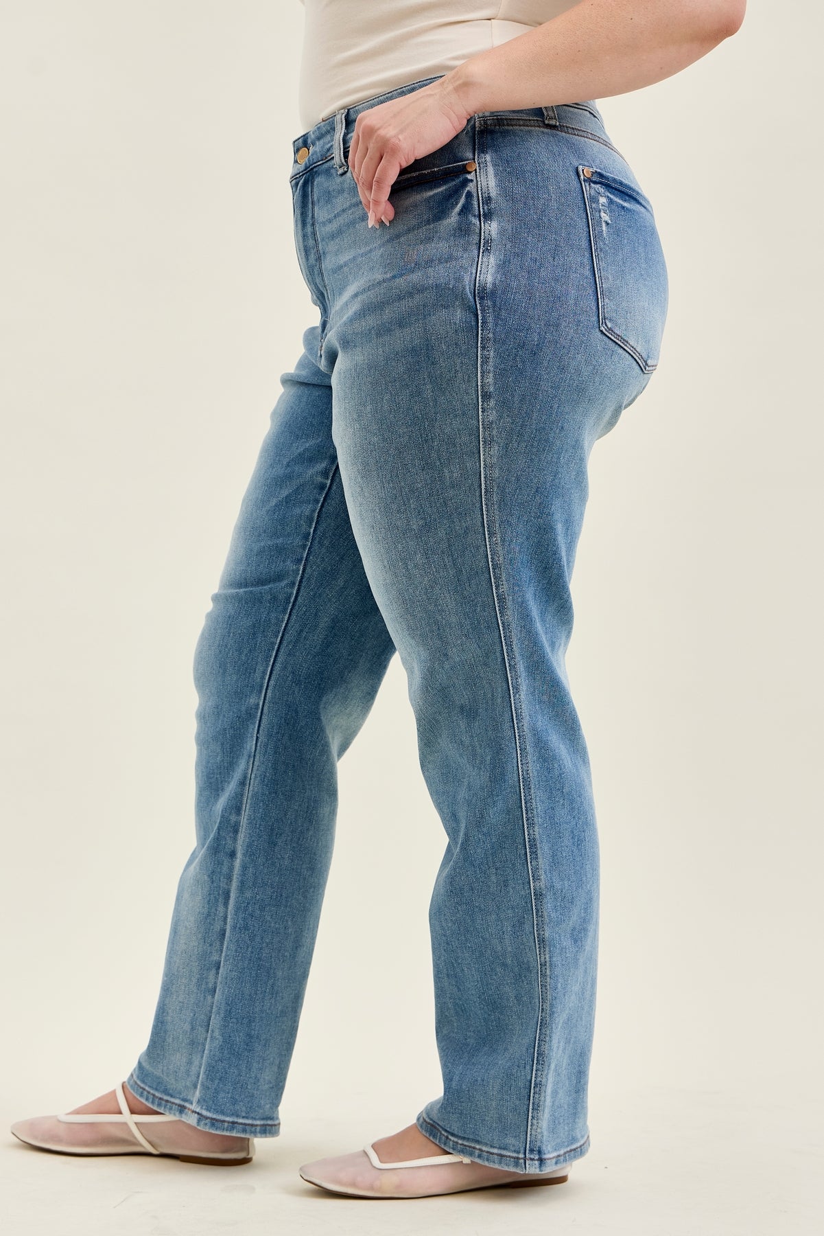 Kamila High Rise Tummy Control Straight Jeans - PLUS