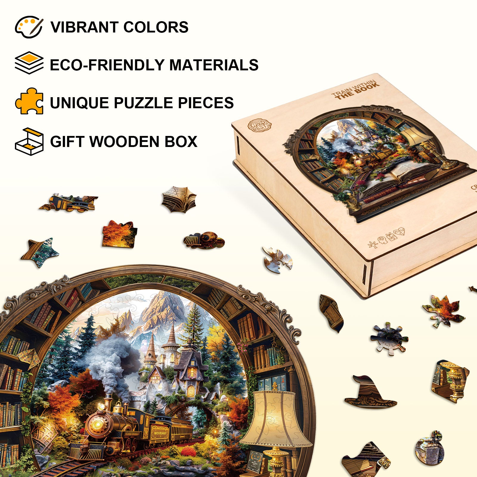 Train within the Book Wooden Jigsaw Puzzle
