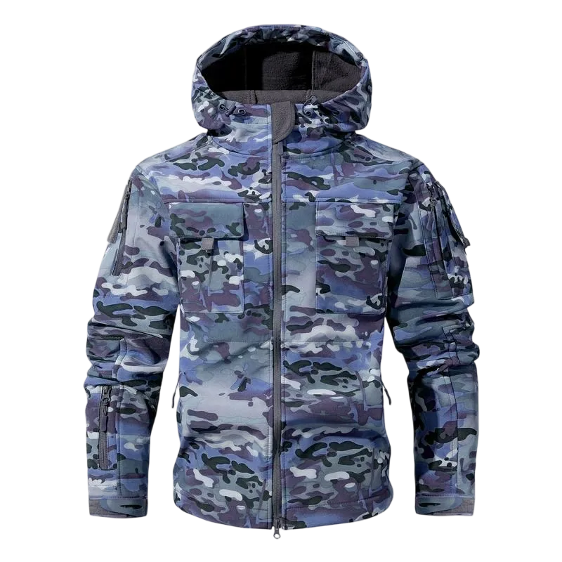 Men's Multi-Pocket Workwear Hooded Jacket, Fleece Waterproof Jacket