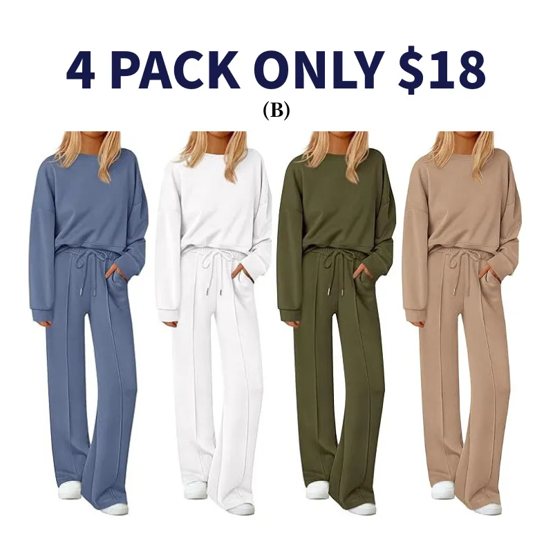 🔥Women's Long-Sleeved Sweatshirt and Wide-Leg Pants Set🔥