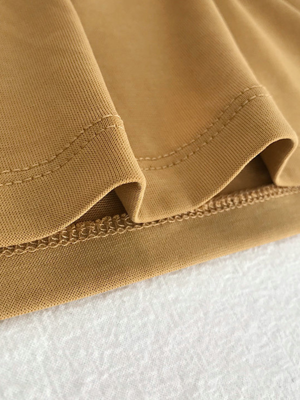 Solid Color Loose Short Sleeves U-Neck T-Shirts Tops