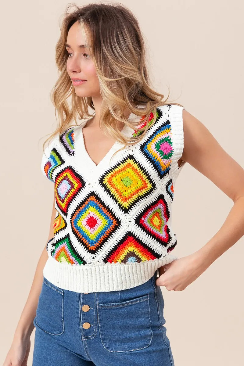 Diamond Granny Square Sweater Vest