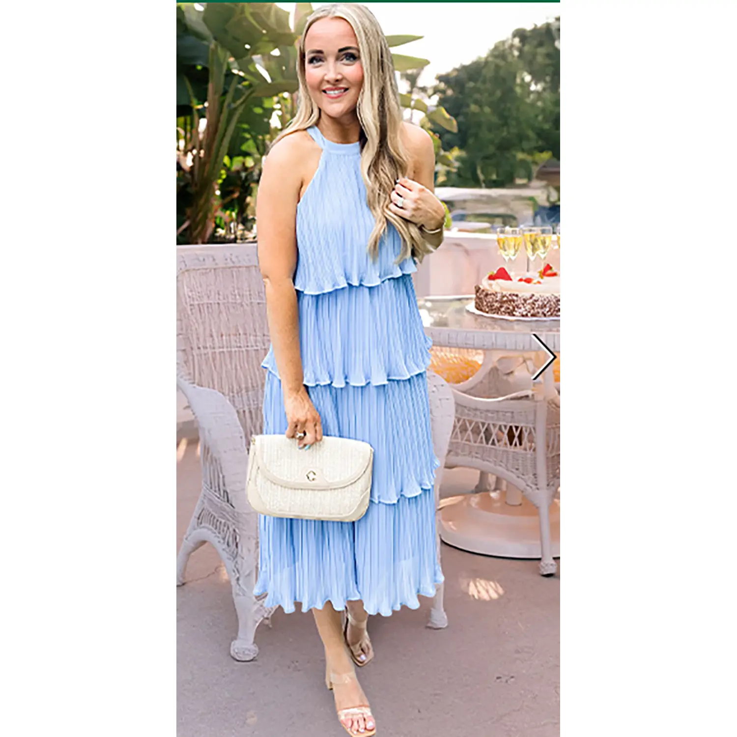 Women's 2025 Summer Sleeveless Halter Neck Ruffle Tiered Layed Chiffon Flowy Swing Long Midi Dress