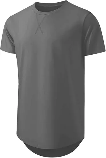 Cotton Hipster Hip Hop Longline Crewneck T-Shirt,Menswear Casual Tshirt Tops