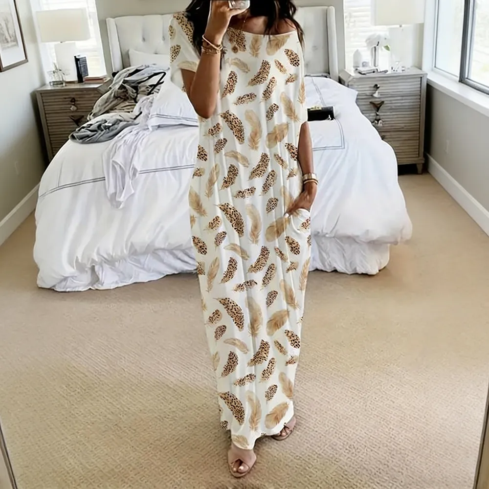 🔥8-PACK $24 - Women's Solid Color Batwing Sleeve Lounge Dress