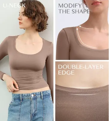 Women's Scoop Neck Long Sleeve Top