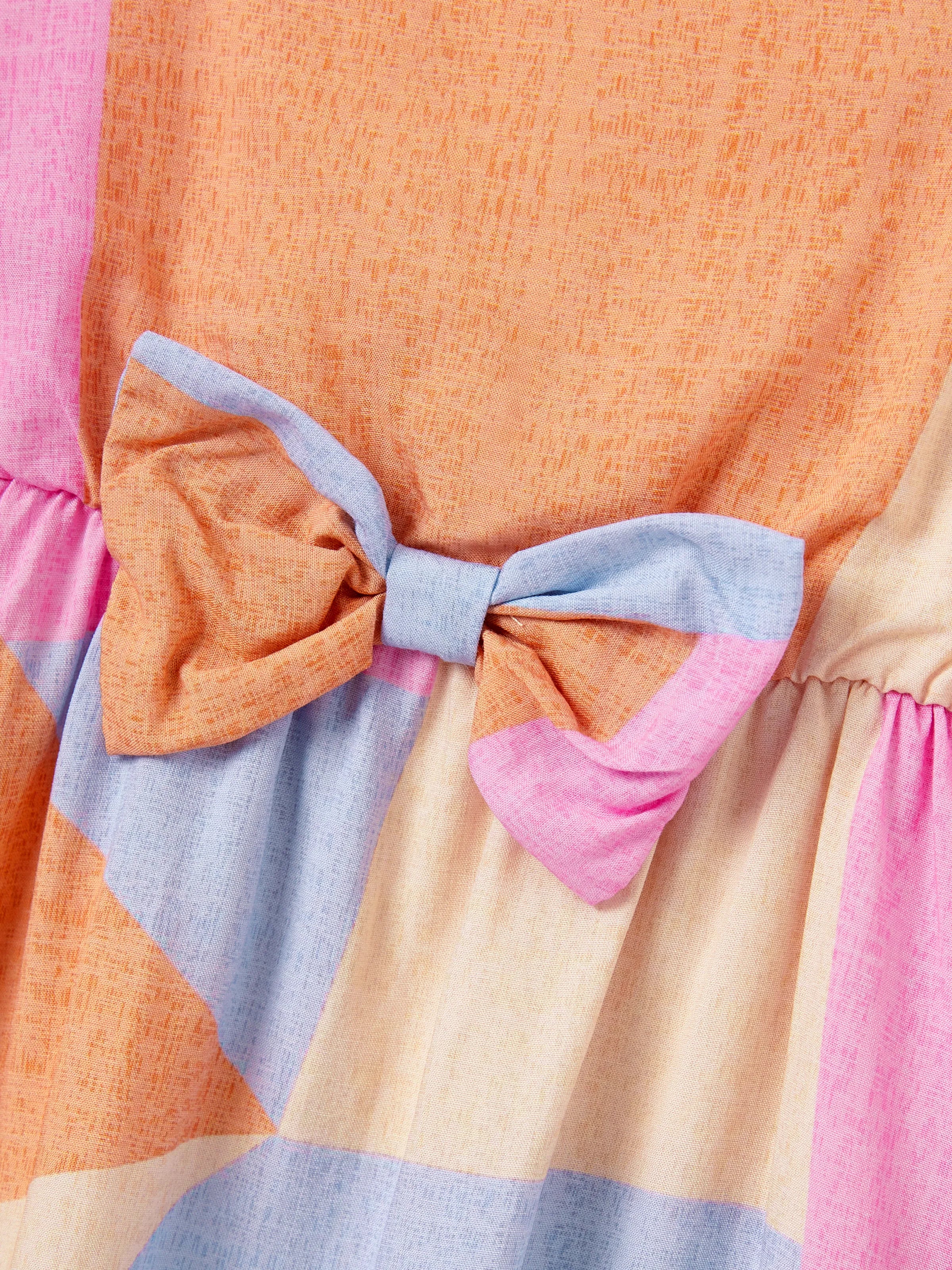 Family Matching Outfits Set Colorblock Sleeveless Strappy Dress or Short-sleeve T-shirt Multi-color