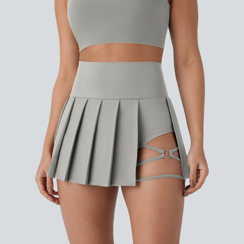 High-Waisted Pleated 2-in-1 Active Mini Skirt with Shorts