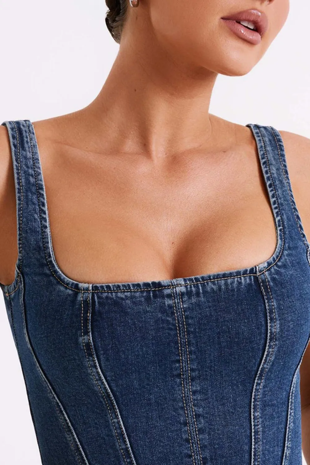 Denim Lace Up Corset