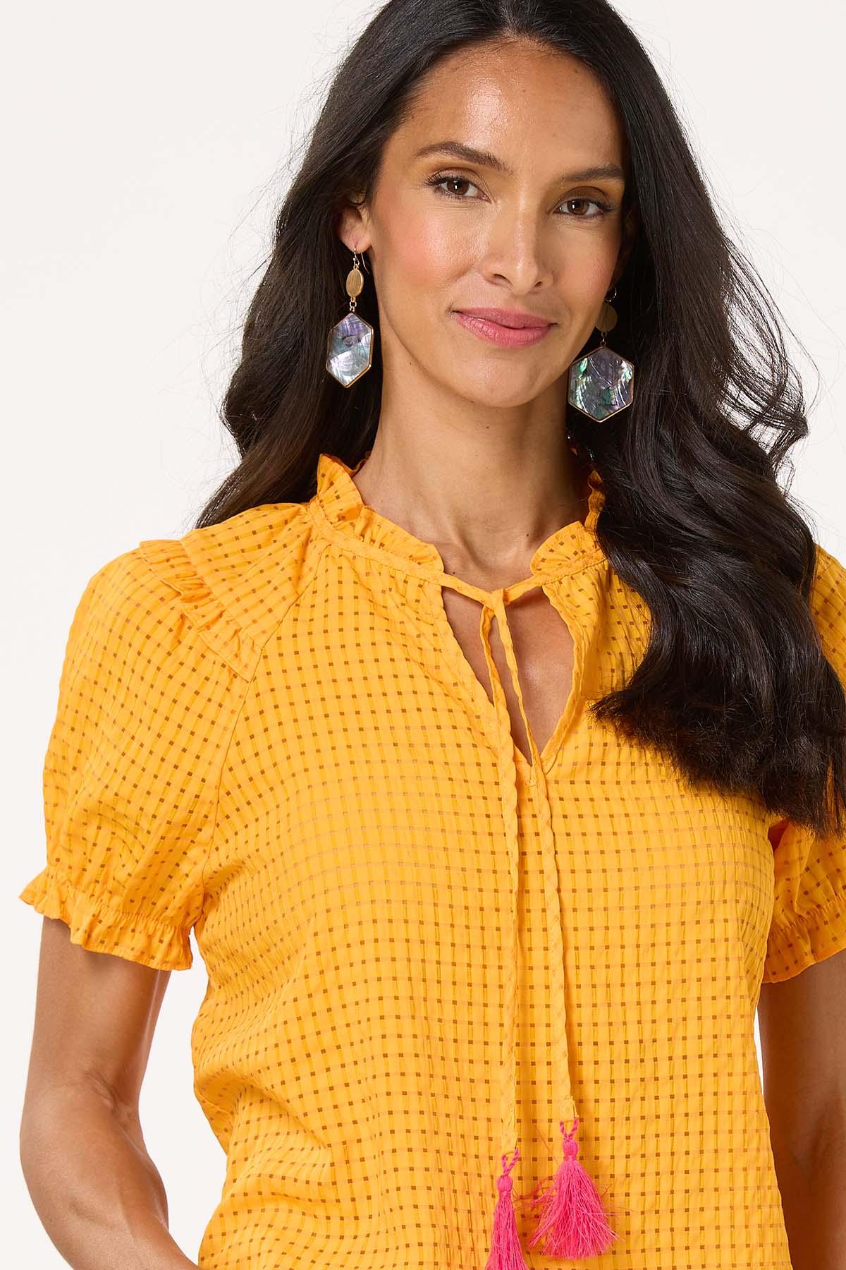 Tasseled Gingham Top