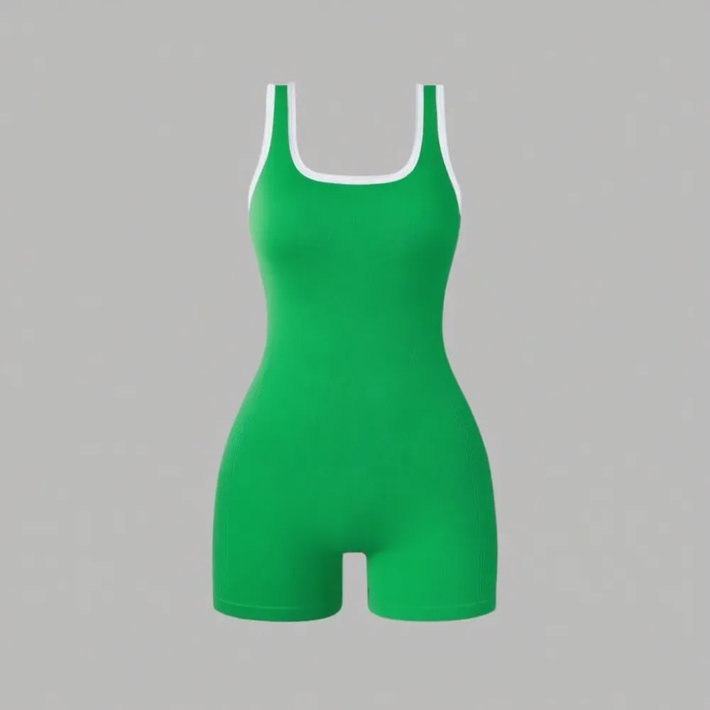 Lady's Sleeveless Solid-color Close-fitting  Rompers