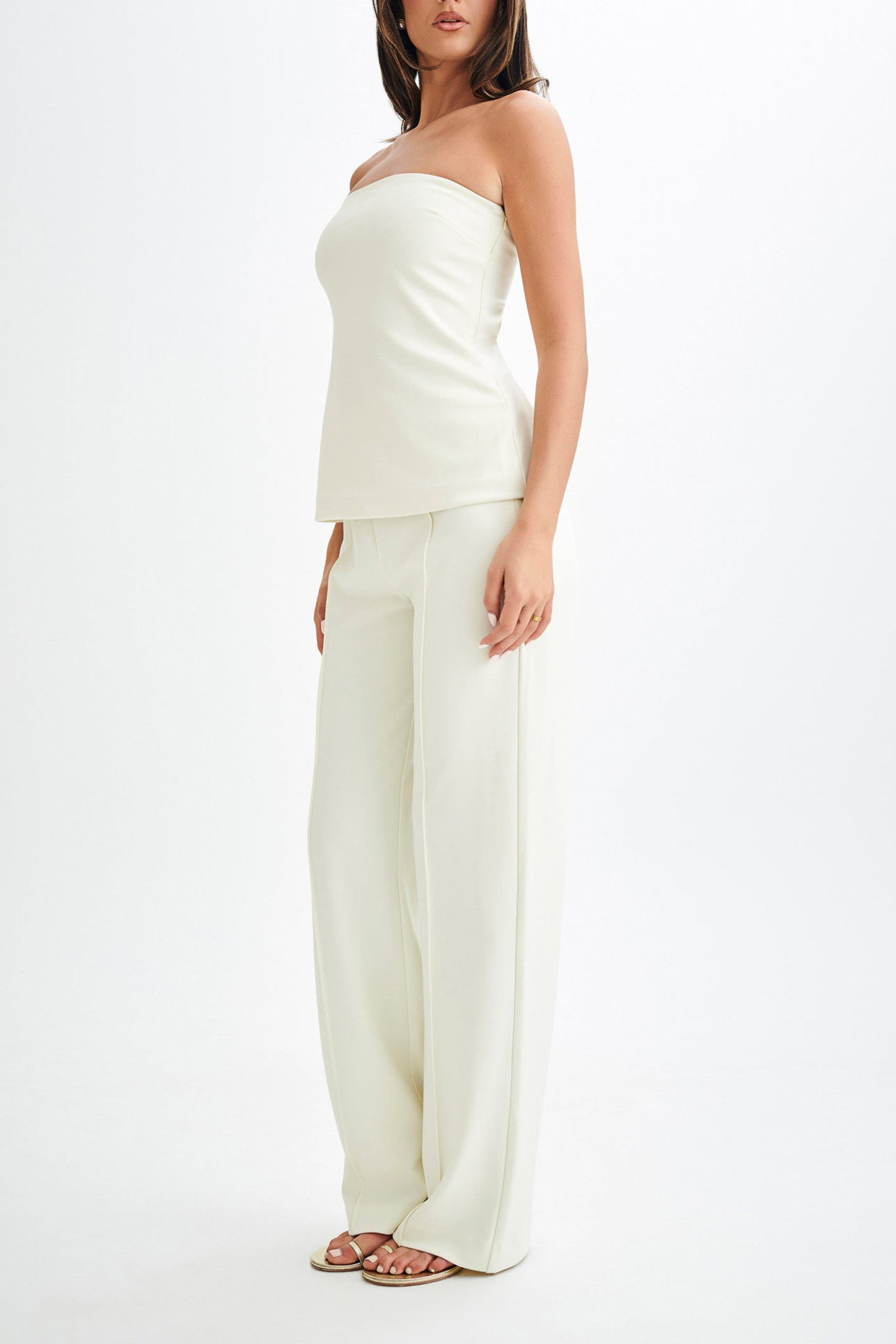 Slight Stretch Pleated Wide Leg Pants