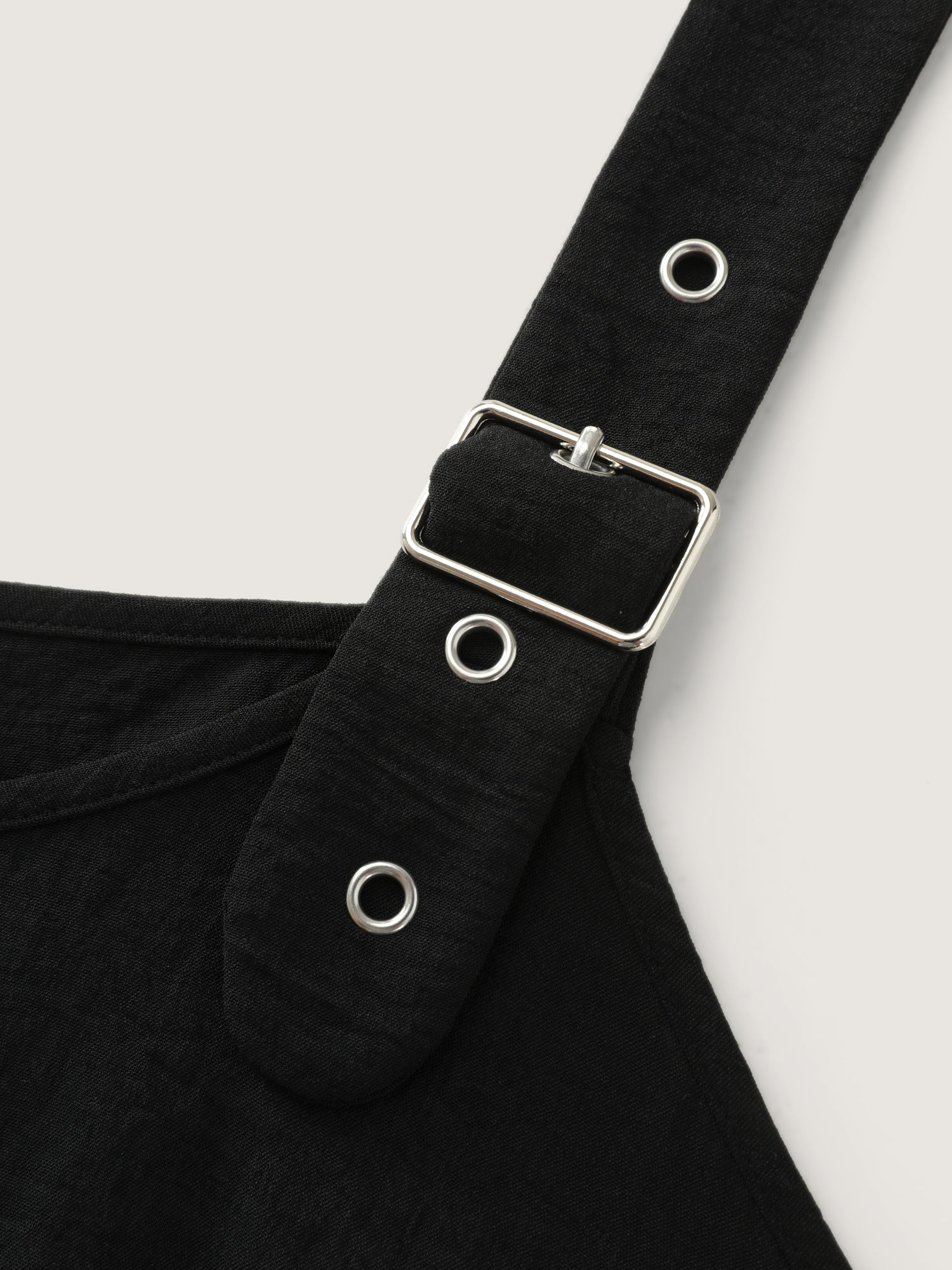 Wide Straps Belted Buckle Detail Midi Dress