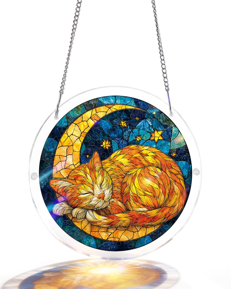 Acrylic Jigsaw Puzzle Suncatcher - Starry Moon Cat