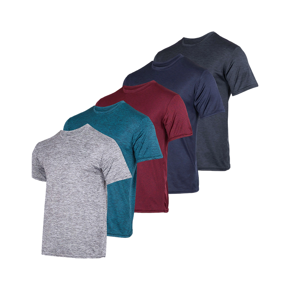 10 Pack: Men’s Short Sleeve Dry Fit Active Crew Neck T Shirt - Athletic Running Gym Workout Tee Tops