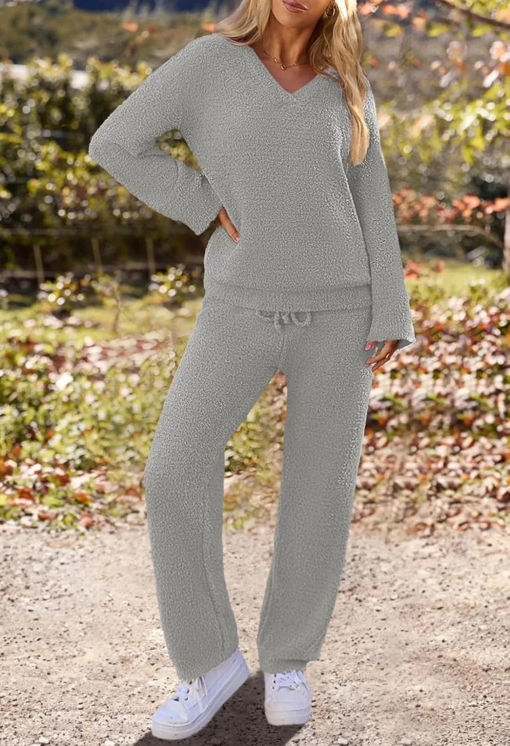 Women's Lounge Sets 2025 Fall Fashion 2 Piece Outfits Sweater Pajama Set