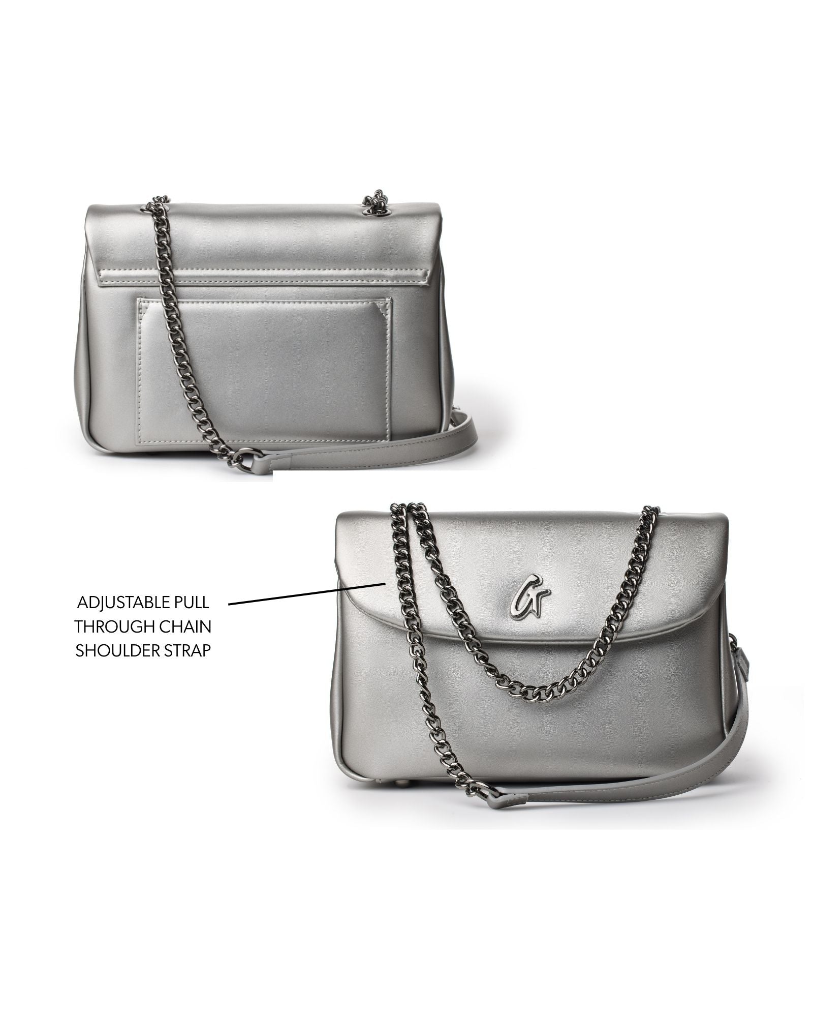 MEDIUM STANDARD FLAP BAG - PLATINUM
