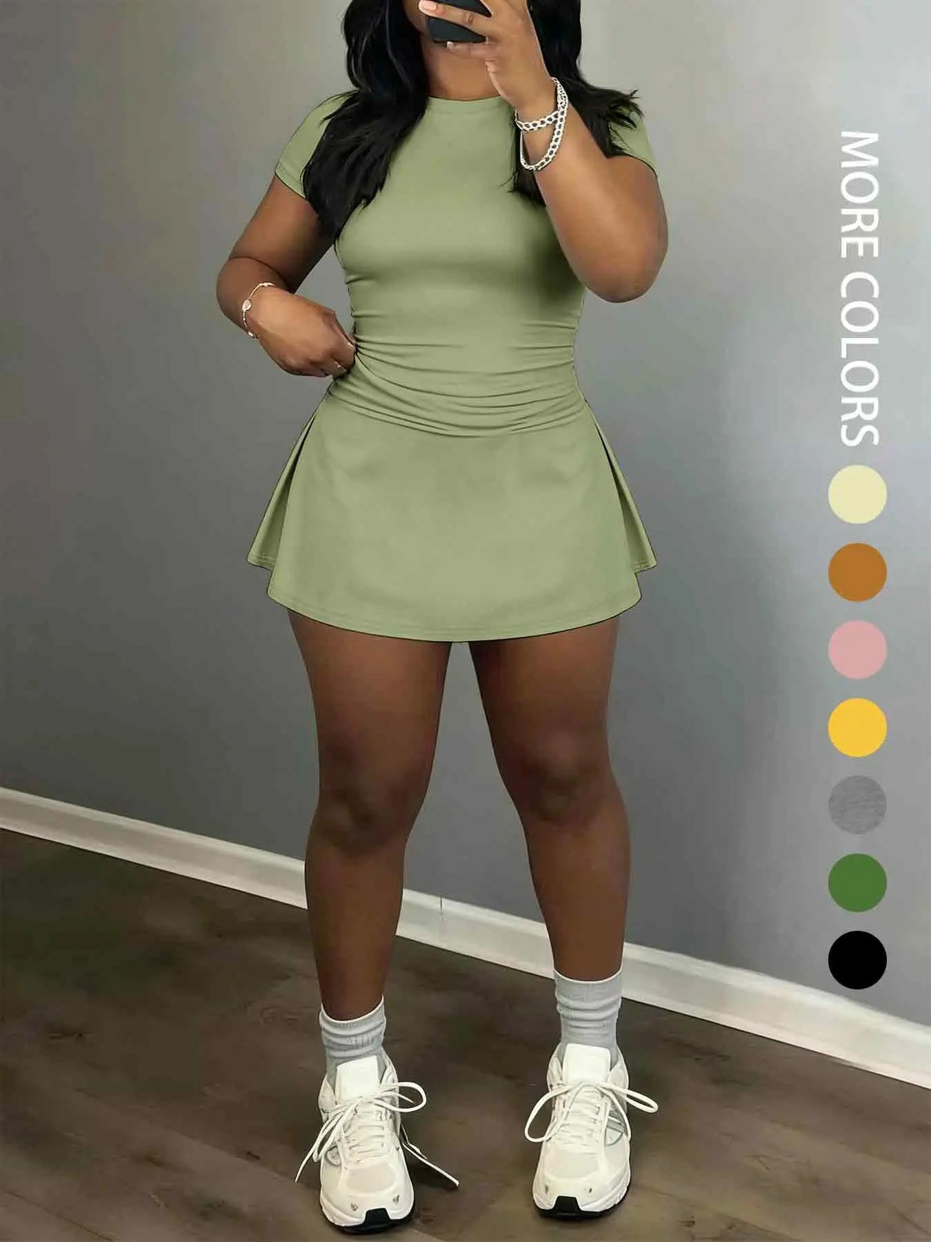 Women’s Stretch Active Lounge Set – Short Sleeve Top & Shorts 2-Piece Outfit