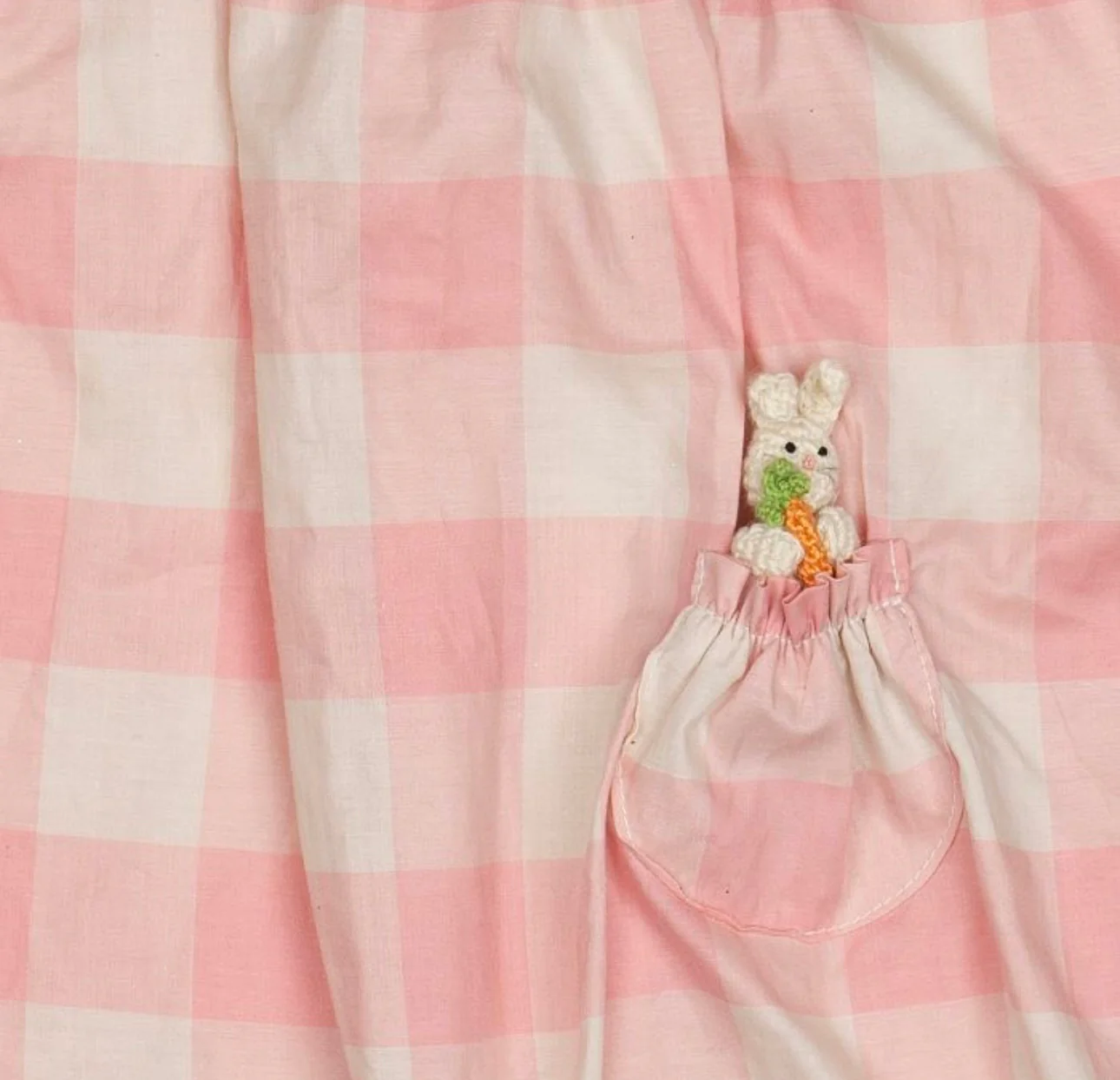 Bunny Pocket Romper -Pink Gingham