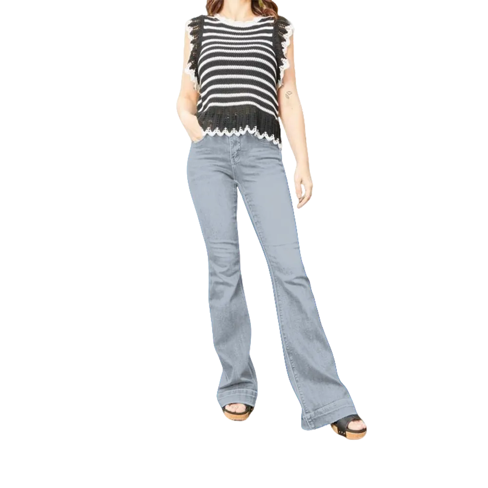 Mid-Rise Tummy Control Flare Denim Fit Jean Womenswear Bottom